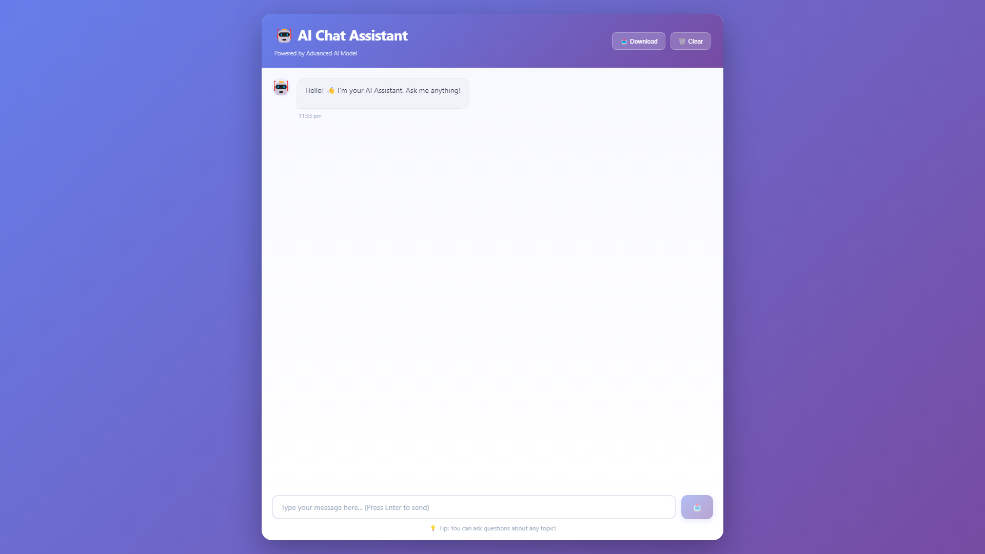 Preview of AI Chatbot app