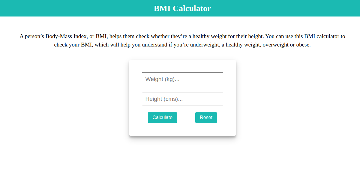 Preview of BMI Calculator app