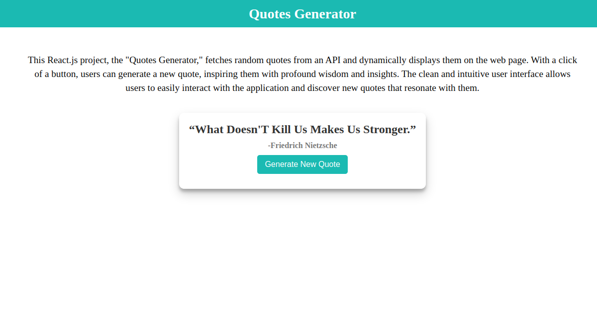 Preview of Quotes Generator app